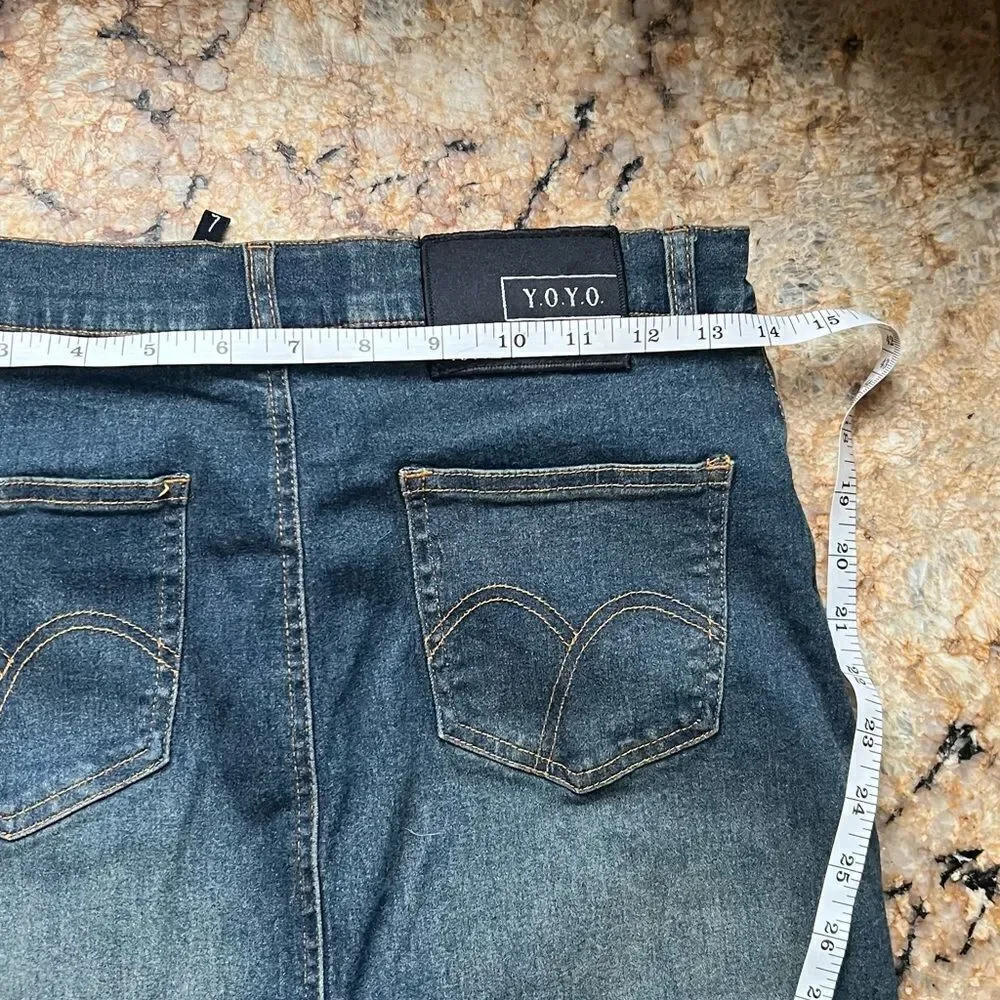Denim skirt with jewel embellishments